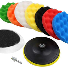 Qillu 10 Pcs Sponge Polishing Buffing Waxing Pad Kit for Car Polisher Buffer With Drill Adapter(4inch)