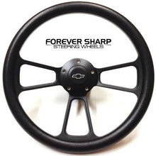 New World Motoring 14" Billet Black Muscle Fits Chevy 69-94 GM Steering Wheel w/Chevy Engraved Horn Set