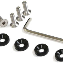 iJDMTOY 4pc JDM Racing Style M6 Black Aluminum Washers Bolts Kit Compatible with Car License Plate Frame, Fender, Bumper, Engine Bay, etc