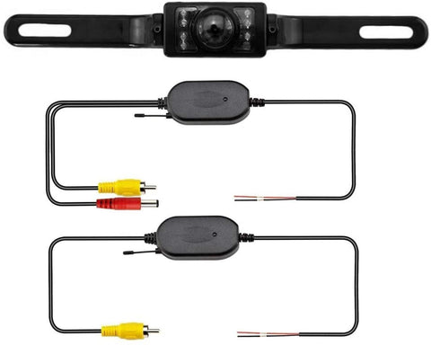 HD Night Version 2.4G Wireless Transmitter and Receiver Car License Mount Rear View Backup Camera with 7 LED White Lights (for Car/SUV/Van Backup Camera System) BC001