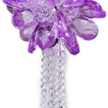 Crystal Flower Car Hanging Ornament Car Rear View Mirror Pendant Car Accessories (Purple)
