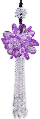 Crystal Flower Car Hanging Ornament Car Rear View Mirror Pendant Car Accessories (Purple)