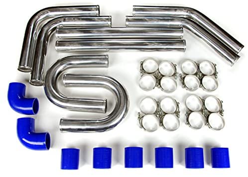 Rev9Power Rev9_IP-225-BLUE; Universal Aluminum Intercooler Pipe Kit(2.25 blue)