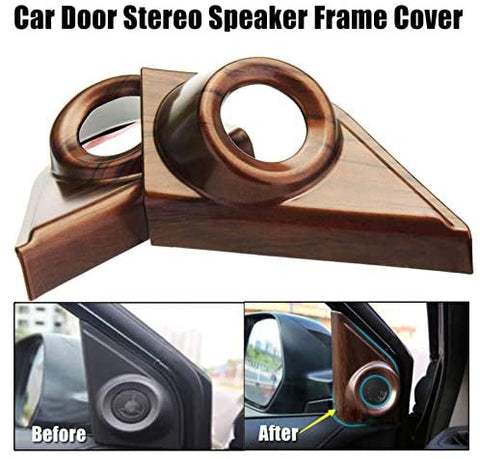 For Honda CRV CR-V 2017 2018 2019 2020 Peach Wood Grain Door Stereo Speaker Frame Cover One set(2Pcs)