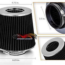 BLACK 4" 102 mm Inlet Truck Cold Air Intake Cone Replacement Performance Washable Clamp-On Dry Air Filter (8" Tall)
