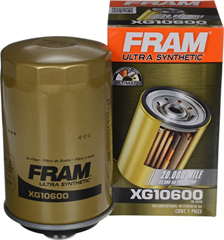 FRAM Ultra Synthetic Automotive Replacement Oil Filter, Designed for Synthetic Oil Changes Lasting up to 20k Miles, XG10600 (Pack of 1)