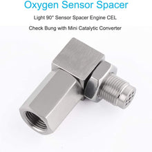 90 Degree O2 Oxygen Sensor Socket Real Mini Catalytic Converter With CEL Check Engine Light Bungs，Stainless Steel