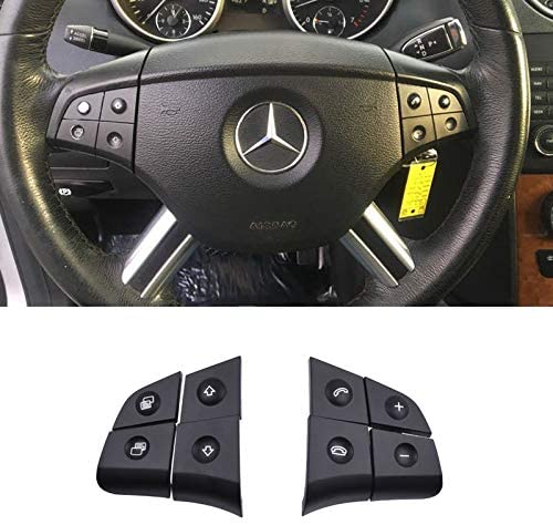 TTCR-II Steering Wheel Switch Control Buttons For Mercedes Benz W164 ML320 ML350 ML400 ML430 ML500 ML550 ML63 2006/2007/2008 X164 GL320 GL350 GL450 GL550 GL63 2007/2008 (8 pcs, Black)