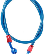 Oil Hose, 900mm Motorcycle Blue Braided Stainless Steel Brake Clutch Oil Hose Line Pipe