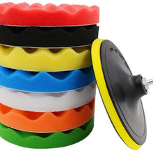 Qillu 10 Pcs Sponge Polishing Buffing Waxing Pad Kit for Car Polisher Buffer With Drill Adapter(4inch)