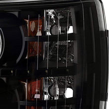 For [Dual LED Halo Ring] 07-13 Silverado Pickup Truck Black Projector Headlights + LED Tail light Set