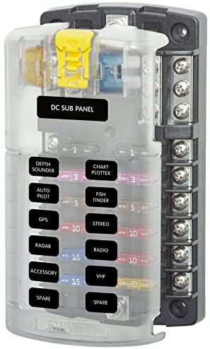 Blue Sea Systems 12 Circuit Blade Fuse Block With Negative Bus 100 Amp Max Per Block 30 Per Circuit