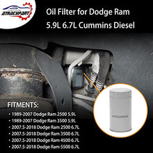 5083285AA Oil Filter Replacement for 2007.5-2018 Dodge Ram 2500 3500 4500 5500 6.7L Diesel Engine, 1989-2007 Ram 2500 3500 5.9L