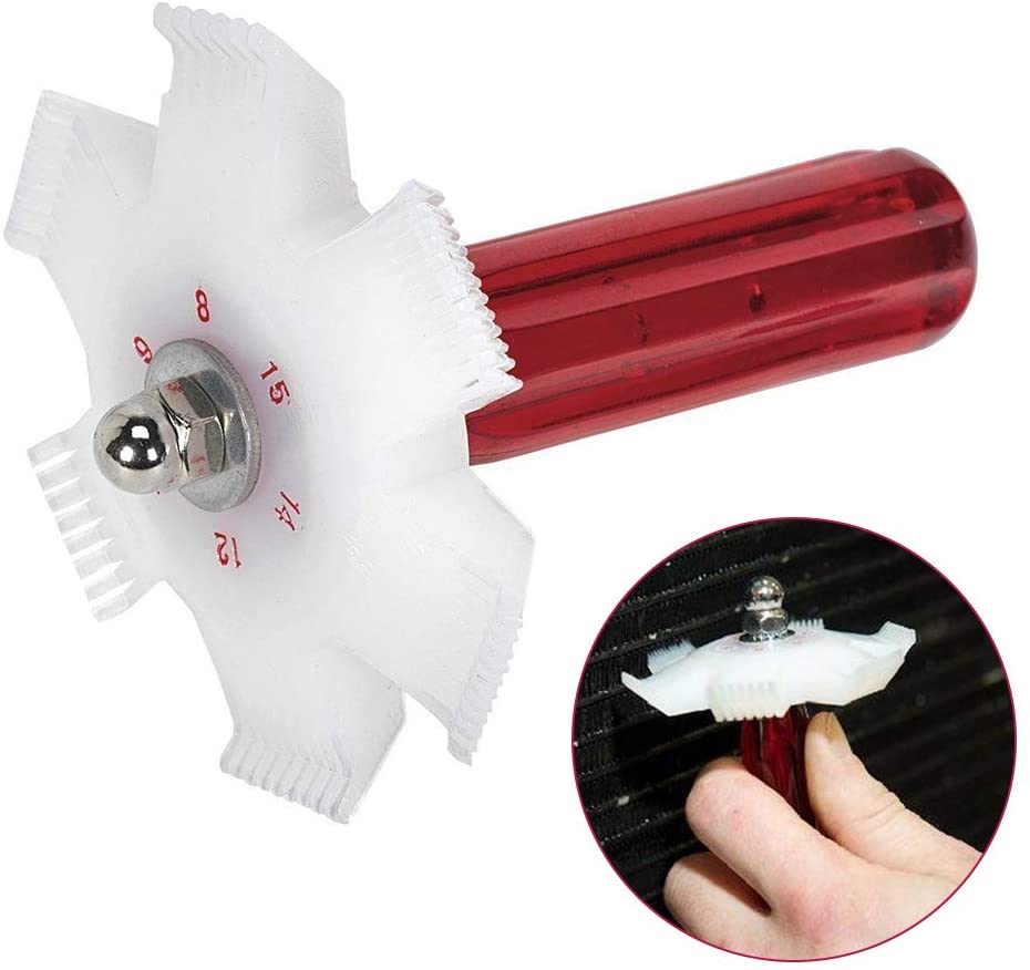 SQER Air Conditioner Cleaner Radiator, Condenser Fin Straightener Comb Air Conditioner Radiator for All Condenser and Evaporator Coil and car radiators (White -Red)