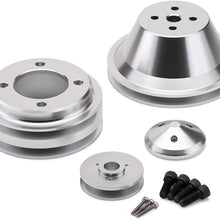 BlackPath - 302 + 351W + 351C + 400M V-Belt Pulley Kit Fits Ford Engines (Polished) T6 Billet