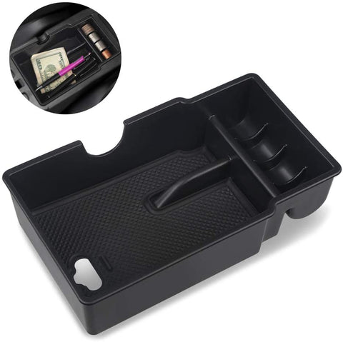 VANJING Center Console Insert Organizer Tray Armrest Box Secondary Storage with USB Hole for 2015 2016 2017 2018 2019 Jeep Renegade Accessories