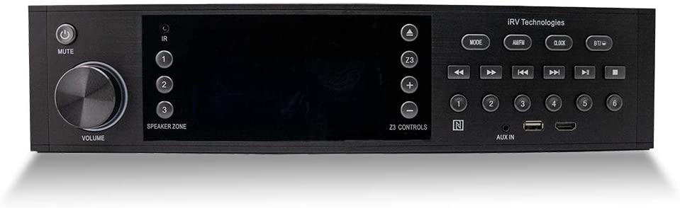 iRV Technology iRV68 AM/FM/CD/DVD/MP3/MP4/HDMI in&Out w/ARC/Digital 5.1/Surround Sound/Bluetooth/NFC,3 Zone Independent Wall Mount RV Radio Stereo w/APP Control, USB Play & Charge Both Android/Apple