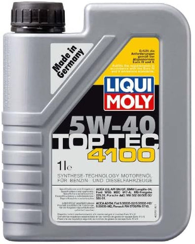 Liqui Moly (3700-6PK) Top Tec 4100 Low Ash 5W-40 Synthetic Motor Oil - 1 Liter, (Pack of 6)