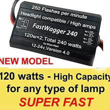 FastWagger 240w - Headlight Safety alternating flasher module electronic Wig Wag strobe controller relay - LED Incandescent Xenon Halogen HID Car Police Emergency Trucks 10A 12-24V 250FPM Stop-Alert