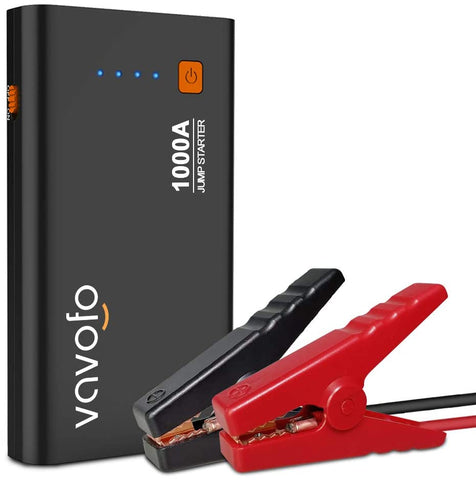 VAVOFO 1000A Jump Starter Peak with Type-C Port(Up to 7.0L Gas or 5.5L Diesel Engine), 12V Portable Power Pack Auto Battery Booster with LCD Display Jumper Cables, QC 3.0 and LED Light