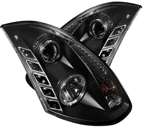 Spyder 5011060 Infiniti G35 03-07 2DR Projector Headlights - Xenon/HID Model Only (Not Compatible With Halogen Model) - LED Halo - DRL - Black - High H4 (Included) - Low D2R (Not Included)