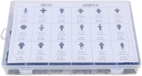 TUPARTS Car Retainer Clips Push Type18SizesBumper Rivet Clips fit for GM, Ford Chrysler,Honda,Accord,180Pcs