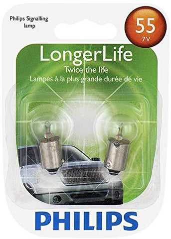 Philips 55 LongerLife Miniature Bulb, 2 Pack