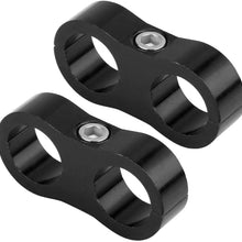 Terisass 2 Pcs AN10 Hose Separator Clamp Hose Fitting Adapter for Fuel Hose Bracket Aluminum Alloy Black Billet Fuel Hose Separator Universal (Black)