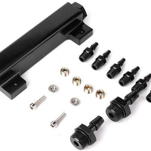 Suuonee Vacuum Block, 6 Port Vacuum Block Intake Manifold Kit Fuel Wastegate Turbo Boost 1/8NPT for Racing