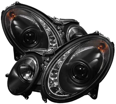 LED DRL Headlights for Mercedes Benz E-Class 03-06 - Black/Clear Lens