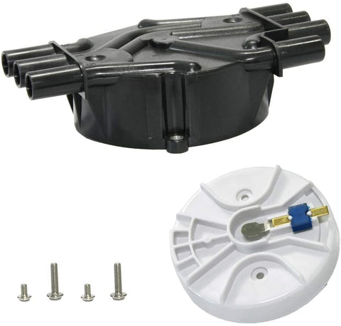 Ignition Distributor Cap and Rotor Kit Compaitble with Chevy CMC 4.3 Vortec 1996-2005 Astro, 1995-2005 Blazer, 1995-2004 S10, 1999-2006 Silverado, 1995-2001 Jimmy with Replace OE # D328A 10452458 D465