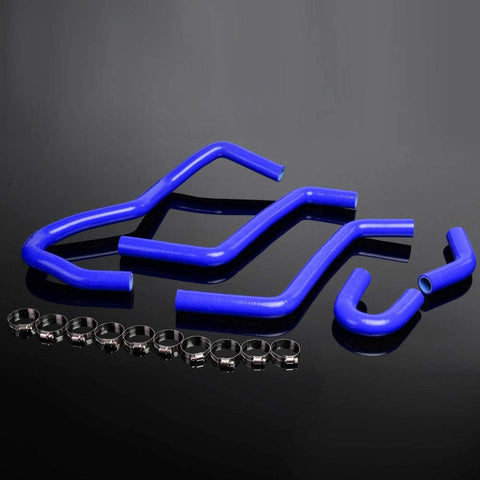 High Performance 3-Ply Insulation Anti-aging Radiator Coolant & Heater Silicone Hose Kit For YAMAHA RHINO 660 YXR 660 2004-2007 (Blue -With Clamp Set)