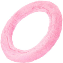 BDK Faux Fur Steering Wheel Cover for Women – Wool Sheepskin Fleece Warm and Cozy Comfort for Hands in Winter, Universal Fit for Steering Wheel Sizes 14.5 15 15.5 (Pink)