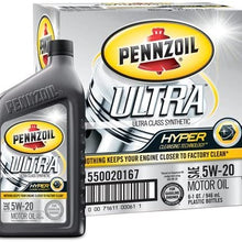 Pennzoil 550020167-6PK Ultra 5W-20 Full Synthetic Motor Oil - 1 Quart (Pack of 6)