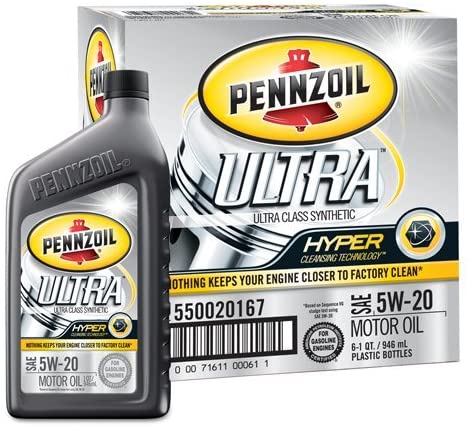 Pennzoil 550020167-6PK Ultra 5W-20 Full Synthetic Motor Oil - 1 Quart (Pack of 6)