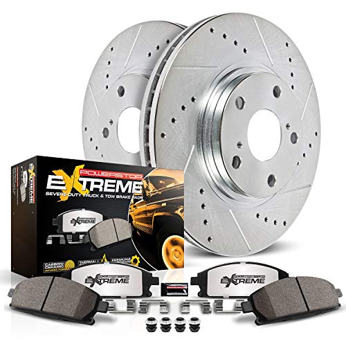 Power Stop K6407-36 Rear Z36 Truck & Tow Brake Kit, Carbon Fiber Ceramic Brake Pads and Drilled/Slotted Brake Rotors