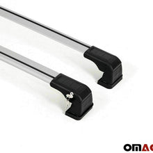OMAC Silver Aluminum Roof Top Bar Cross Bars Cargo Rack - Luggage, Ski, Kayak Carrier | 165 LBS / 75 KG Load Capacity - Set 2 Pcs | Fits Audi Q7 2015-2021