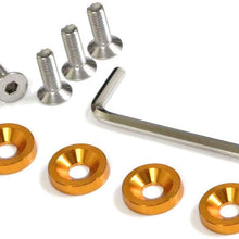 iJDMTOY (4 JDM Racing Style Gold Aluminum Washers Bolts Kit for Car License Plate Frame, Fender, Bumper, Engine Bay, etc