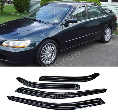 VioGi Fit 98-02 Honda Accord 4-Door Sedan 4pcs Front + Rear Smoke Sun/Rain Guard Vent Shade Window Visors