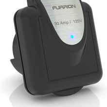 Furrion F30INS-BS-AM Black Square 30 Amp RV Inlet with Stainless Steel Plate and Power Smart LED
