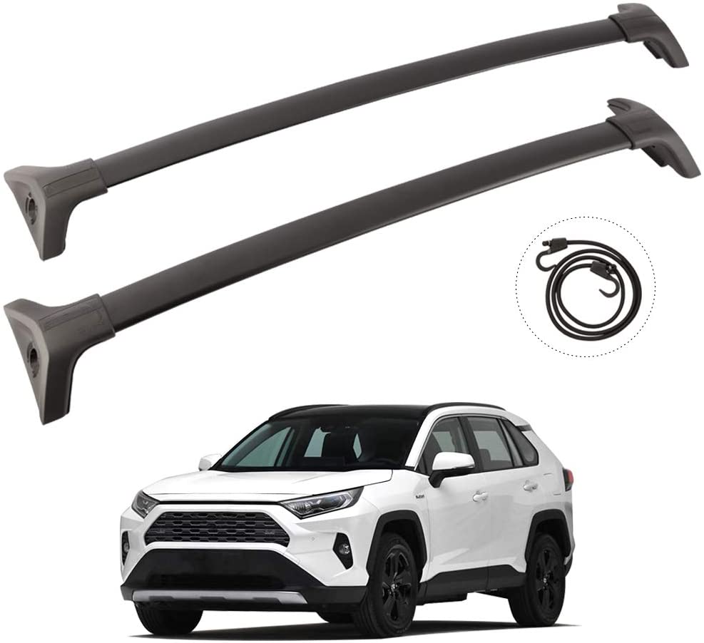 TUNTROL Aluminum Roof Rack Cross Bars Compatible with Toyota RAV4 2019 2020 2021 LE XLE XSE Limited Hybrid, Rooftop Cargo Luggage Carrier