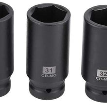Hub Nut Hex Socket Set,Deep Spindle Axle Nut Impact Socket Set, Drive Deep Impact Socket Set, 29mm 30mm 31mm 32mm 33mm 34mm 35mm 36mm 38mm with 1/2-Inch Drive - 9Pcs Socket Set