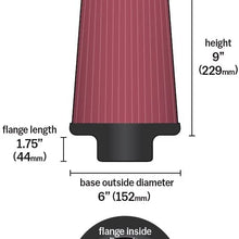 K&N Universal Clamp-On Air Filter: High Performance, Premium, Washable, Replacement Filter: Flange Diameter: 3.5 In, Filter Height: 9 In, Flange Length: 1.75 In, Shape: Round Tapered, RE-0920