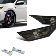 eLoveQ Front SIDE MARKER SIGNAL LAMPS + T10 SMD LED BULBS FOR 2016-2019 HONDA CIVIC (Smoked Lens with LED Bulbs)