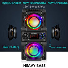 Bluetooth Speaker, 40W (60W Peak) Portable Wireless Speaker with Colorful Lights, Double Subwoofer Heavy Bass, FM Radio, MP3 Player, Bluetooth 5.0, Loud Stereo Speaker for Home Outdoor Party Camping