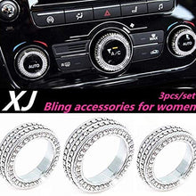 YUWATON Bling Crystal Fashion Car Interior Bling Accessories fit for Jaguar XJ Air Conditioner knob 3D Rhinestone Decals Ring Car Bling Accessories for Women (Silver)