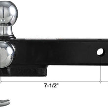 Towever 84180 2 inches Class III/IV Trailer Hitch Tri Ball Mount with Hook (Hollow Shank Tow Hitch, Black&Chrome)