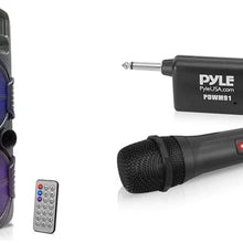 Pyle Portable Bluetooth PA Speaker System - 600W Rechargeable Outdoor Bluetooth Speaker Portable PA System w/ Dual 8” Subwoofer 1” Tweeter, Microphone In, Party Lights, USB, Radio, Remote - PPHP2835B