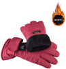 Wustrious Women's Electric Heating Gloves, Outdoor Warm Gloves, Adjustable Temperature, Rechargeable, Touch Screen, with Battery, Wine Red Realistic