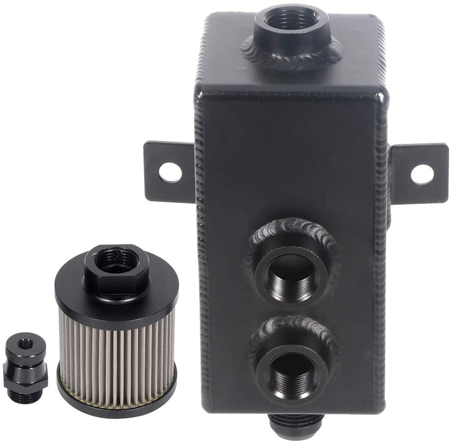 CTCAUTO Black Aluminum Alloy Oil Catch Can fit Acura Honda 1000ml Car Truck Oil Catch Can Reservoir Tank Kit